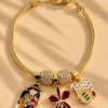 Bracelet with 3 Charms Snake Chain Bracelet